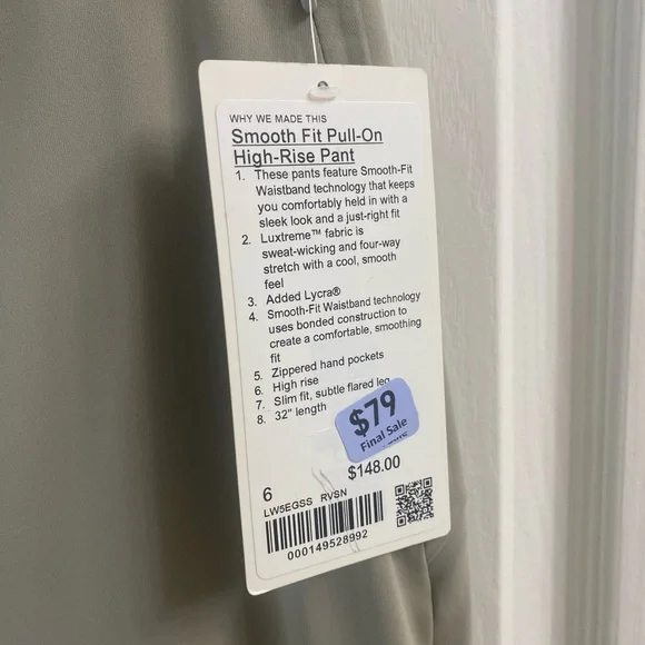 Lululemon Smooth Fit Pull-On High-Rise Pant | size 6 | warm ash grey - Picture 4 of 5